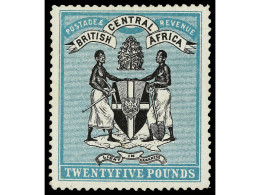 * NYASSALAND. 1895. BRITISH CENTRAL AFRICA. 25 £ Black And Blue Green. Deep Rich Colours, Well Centered And Full Fresh O - Sonstige & Ohne Zuordnung