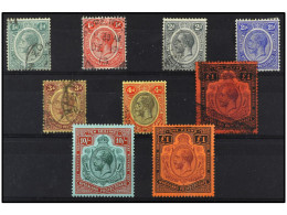**/* NYASSALAND. 1913-21. 10 S. Pale Green And Deep Scarlet (MNH) And 1 £ Purple And Black (MH). Includes Some Used Valu - Other & Unclassified