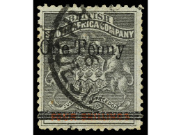 ° RHODESIA. 1896. 1 P. On 4 P. Yv. 26 Cat. 525€. SG.52. - Andere & Zonder Classificatie