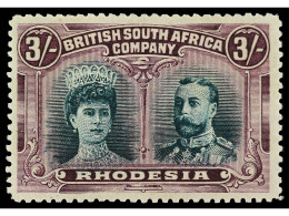 * RHODESIA. 1910. 3 S. Green And Violet. Yv. 34 250€. SG.158. - Andere & Zonder Classificatie