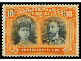 * RHODESIA. 1910. 10 S. Red-orange And Green Grey. Yv. 37 Cat. 1.100€. SG.164. - Other & Unclassified