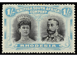 * RHODESIA. 1910. 1 S. Black And Blue-green. Perf. 15. Yv. 31 Var. Cat. 1.300€. SG.177. - Other & Unclassified