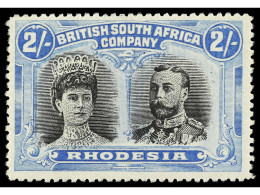 * RHODESIA. 1910. 2 S. Black And Dull Blue. Perf. 15. Yv. 32 Var. SG.178. Stanley Gibbons.1.300£. - Autres & Non Classés