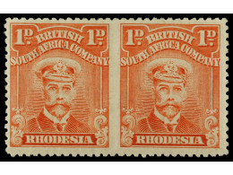 * RHODESIA. 1913. 1 P. Scarlet. Imperforate Between, Horizontal Pair. SCARCE. Yv. 40 Var. SG.194a. Stanley Gibbons.1.400 - Altri & Non Classificati