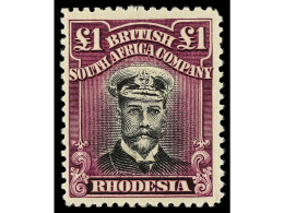 * RHODESIA. 1913. DIE III. 1 £ Black And Bright Purple. Perf. 14. Yv. 57. SG.278. Stanley Gibbons.550£. - Other & Unclassified