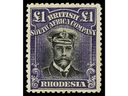 * RHODESIA. 1913. DIE III. 1 £ Black And Deep Violet. Perf. 14. Yv. 57. SG.279b. Stanley Gibbons.650£. - Altri & Non Classificati