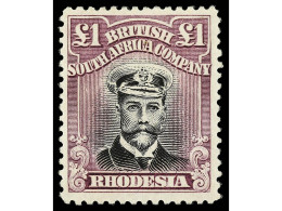 * RHODESIA. 1922. DIE III. 1 £ Black And Magenta. Perf. 14. Yv. 57. SG.311. Stanley Gibbons.700£. - Autres & Non Classés