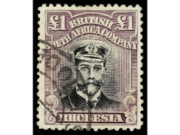 ° RHODESIA. 1923. DIE III. 1 £ Black And Deep Magenta. Perf. 14. B.P.A. Certificate. Yv. 57. SG.311a. Stanley Gibbons.1. - Sonstige & Ohne Zuordnung