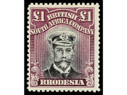 * RHODESIA. 1923. DIE III. 1 £ Black And Magenta. Perf. 15. Yv. 57. SG.322. Stanley Gibbons.1.100£. - Altri & Non Classificati