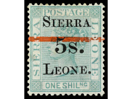 * SIERRA LEONA. 1884. 5 S. On 1 S. Green. Yv. 17 Var. SG.22 Var. Stanley Gibbons.225£. - Sonstige & Ohne Zuordnung