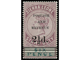 * SIERRA LEONA. 1897. 2 1/2 P. On 6 P. Dull Purple. Ex Samos. Yv. 46b Cat. 400€. SG.62. - Otros & Sin Clasificación