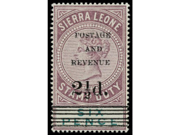 * SIERRA LEONA. 1897. 2 1/2 P. On 6 P. Dull Purple. Ex Samos. Yv. 46b Cat. 400€. SG.62. - Sonstige & Ohne Zuordnung