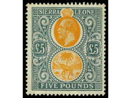 * SIERRA LEONA. 1912. 5 £ Orange And Green. Original Gum With Just The Slight Test Trace Of Toning. Very Fine. Ex Samos. - Autres & Non Classés