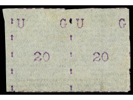 (*) UGANDA. 1895. 20 C. Violet, Narrow Letters, Narrow Stamps, Horizontal Pair, Very Nearly Complete Dividing Lines All  - Otros & Sin Clasificación