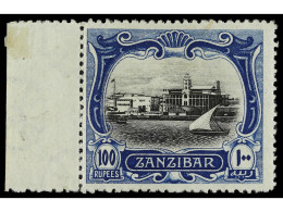 * ZANZIBAR. 1908-9. 100 R. Black And Steel-blue. Yv. 109 Cat. 1.300€. SG.244. - Autres & Non Classés