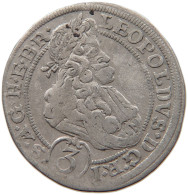 HAUS HABSBURG 3 KREUZER 1698 BRIEG LEOPOLD I. (1657-1705) #t028 0221 - Autriche