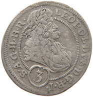 HAUS HABSBURG 3 KREUZER 1695 WIEN LEOPOLD I. (1657-1705) #t028 0205 - Autriche