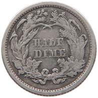 UNITED STATES OF AMERICA HALF 1/2 DIME 1869  SEATED LIBERTY #t029 0121 - Medios  Dimes