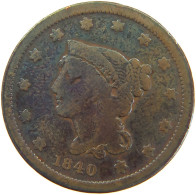 UNITED STATES OF AMERICA LARGE CENT 1840 Braided Hair #t024 0157 - 1840-1857: Braided Hair (Capelli Intrecciati)