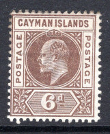 Cayman Islands 1902-03 KEVII - Wmk. Crown CA - 6d Brown HM (SG 6) - Cayman Islands