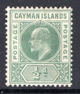 Cayman Islands 1907-09 KEVII - Wmk. Mult. Crown CA - ½d Green HM (SG 25) - Cayman Islands