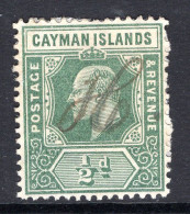 Cayman Islands 1907-09 KEVII - Wmk. Mult. Crown CA - ½d Green Fiscally Used (SG 25) - Cayman Islands