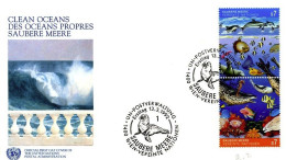 ONU Vienne 1 FDC 1992 Série Marine Life Coquillages Schell Poissons - Covers & Documents