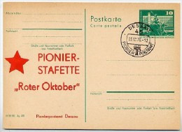 DDR P79-5-76 C32 Postkarte ZUDRUCK Pionierstafette Dessau Stpl. Pionierpostamt 1976 - Cartoline Private - Usati