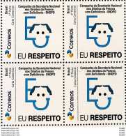 PB 189 Brazil Personalized Stamp I Respect The Rights Of Persons With Disabilities 2020 Block Of 4 - Sellos Personalizados