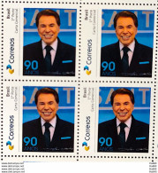 PB 186 Brazil Personalized Stamp Silvio Santos SBT Television TV Communication 2020 Block Of 4 - Personalisiert