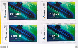 PB 185 Brazil Personalized Stamp Submarine Integration Tonelero Military Ship 2020 Block Of 4 - Personnalisés