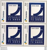 PB 182 Brazil Personalized Stamp Rio Branco Institute 2020 Block Of 4 - Personalized Stamps