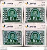 PB 176 Brazil Personalized Stamp Great Names Of Brazilian Philately Leao Werner Marek 2020 Block Of 4 - Gepersonaliseerde Postzegels