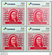 PB 171 Brazil Personalized Stamp Great Names Of Brazilian Philately Lais Scuotto 2020 Block Of 4 - Gepersonaliseerde Postzegels