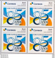 PB 162 Brazil Personalized Stamp Brusquense Philatelic Club 2020 Block Of 4 - Personnalisés