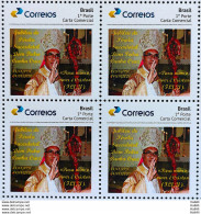 PB 158 Brazil Personalized Stamp Dom Pedro Cunha Cruz Religion 2020 Block Of 4 - Personnalisés