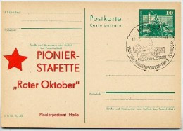 DDR P79-6-76 C33 Postkarte PRIVATER ZUDRUCK Pionierstafette Halle Sost. 1976 - Private Postcards - Used