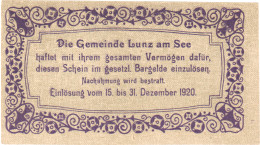 Autriche, Lunz Am See, 50 Heller, Lac, 1920, 1920-12-31, SPL, Mehl:FS 571a - Oesterreich
