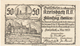 Autriche, Kreisbach, 50 Heller, Château, 1920, SPL, Mehl:FS 386 - Oesterreich