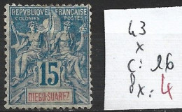 DIEGO SUAREZ 43 * Côte 16 € - Unused Stamps