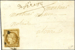 Grille / N° 1 (def) Cursive Manuscrite '' 2 Veretz '' Sur Lettre Avec Texte Daté Du 10 Janvier 1852 Pour Tours. - TB. -  - 1849-1850 Ceres