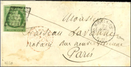 Grille / N° 2 Une Marge Courte Avec Filet Non Touché Càd ASSEMBLEE NATIONALE / POSTES Sur Lettre Pour Paris. Au Verso, C - 1849-1850 Ceres
