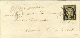 Plume + Càd T 15 MONTLHERY (72) 12 JANV. 49 / N° 3 Sur Lettre Sans Texte Pour Commercy. - TB. - R. - 1849-1850 Ceres