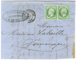 PC 3794 / N° 12 Paire Belles Marges Càd PHILIPPEVILLE / ALGERIE Sur Lettre Adressée Localement à Jemmapes. Au Verso, Càd - 1853-1860 Napoleone III