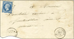 PC 843 / N° 14 Type 2 Avec Très Rare Piquage De Cheroy Aux 4 Côtés Càd CHEROY (83) Sur Enveloppe (manque 1 Rabat) Pour C - 1853-1860 Napoléon III