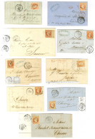 Lot De 9 Lettres Affranchies Avec N° 16, Nuances Et Un Bord De Feuille. Pièces Choisies. - TB. - 1853-1860 Napoléon III.
