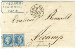 Etoile 17 / N° 22 + N° 29 Càd Octo De Lev. Ex. PARIS / R. DU PONT NEUF E1 Sur Lettre Pour Fécamp. Rare Affranchissement  - 1863-1870 Napoléon III. Laure