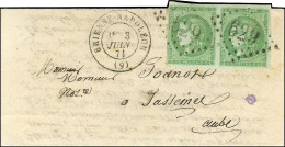 GC 629 / N° 42 Paire (1 Ex Marge Filet à Peine Effleuré) Càd T 17 BRIENNE-NAPOLEON (9) Sur Lettre Locale Adressée Locale - 1870 Emisión De Bordeaux