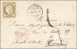 GC / N° 56 Sur Lettre Au Départ De Porrentruy Pour Nancy, Càd D'entrée Rouge SUISSE-DELLE / BESANCON, Taxe Tampon 5. 187 - 1871-1875 Ceres