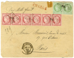 PC Du GC 2925 / N° 53 Paire + 57 Bande De 5 Càd T 17 PONT-AUDEMER (26) Sur Lettre Chargée Pour Paris. 1873. - TB / SUP.  - 1871-1875 Ceres